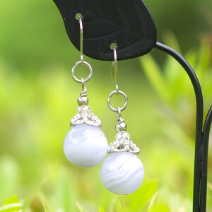 ブルーレースメノウ10mm★オリジナルピアス【普通郵便送料無料】★★チタンピアス&イヤリングへの変更も可能★