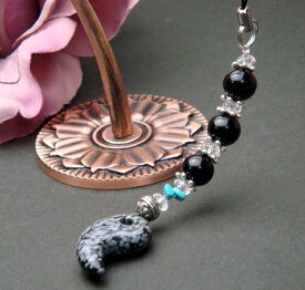 勾玉＆ブラックオニキス【パワーストーン・オーダーメイド携帯ストラップ 】