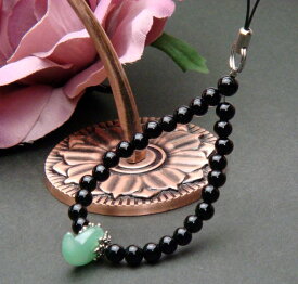 勾玉&ブラックオニキス【パワーストーン・オーダーメイド携帯ストラップ 】