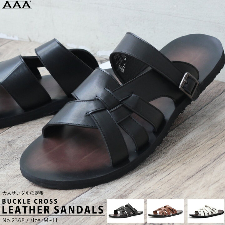 楽天市場 300円cp サイズ交換片道無料 サンダル メンズ レザーサンダル 編み込み ビーサン 合成皮革 レザー フラット クロスベルト 夏 海 レジャー アウトドア シューズ 靴 ブラック ホワイト ブラウン 24 5 27 0cm No 2368 a サンエープラス セット割引対象1足