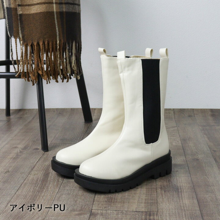楽天市場】ブーツ レディース 厚底 5cmヒール ミドルブーツ メンズ 