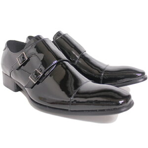 ビジネスシューズ 本革 メンズ 革靴 ダブルモンクストラップ レザー スエード エナメル 紳士靴 ロングノーズ 結婚式 黒 ブラック No.7773 SARABANDE サラバンド