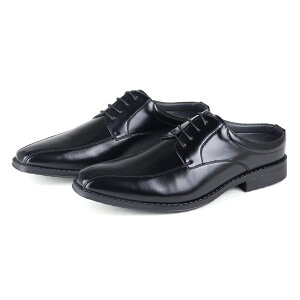 ビジネスシューズ 通気性 メンズ 革靴 蒸れにくい ビジネスサンダル 外羽根 モンク ストレート スワールモカ 合皮 レザー ロングノーズ 3E 3cmヒール 黒 ブラック 25-28.5cm No.2692 サンエープラス