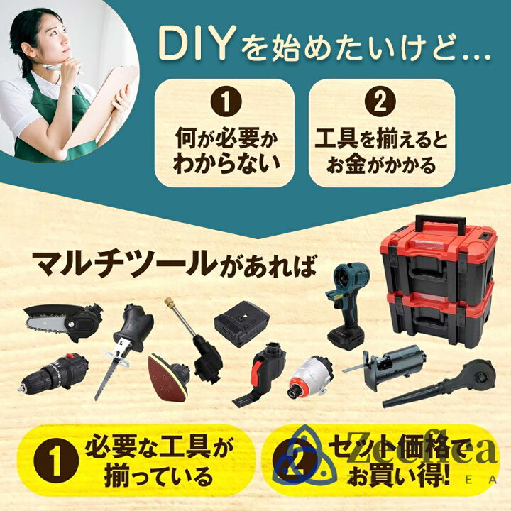楽天市場】マルチツールセット 充電式 ブラシレスモーター搭載 