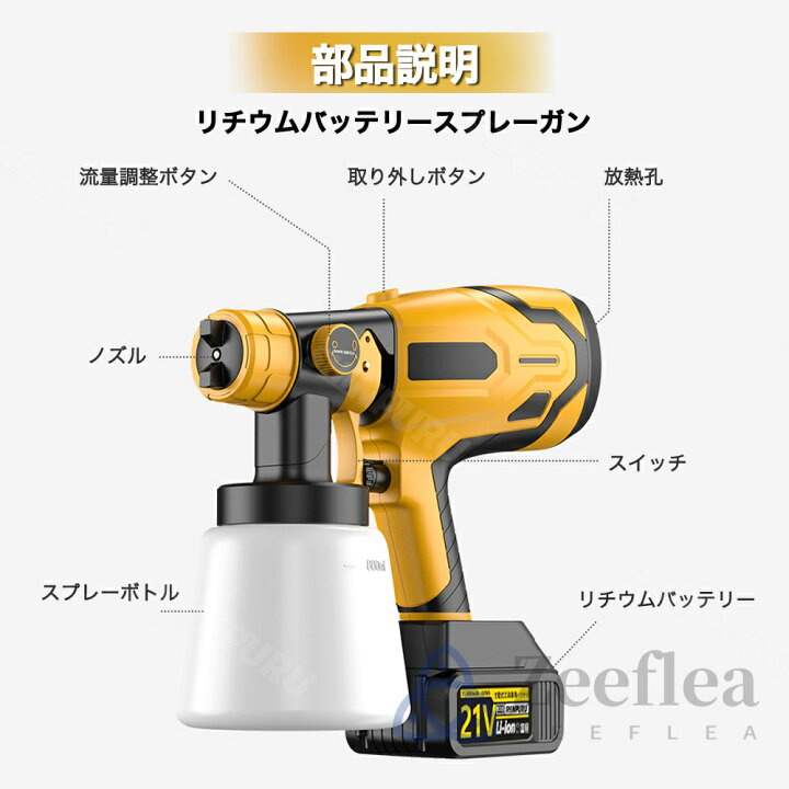 楽天市場】【楽天1位】スプレーガン 電動 充電式 コードレス 電動 