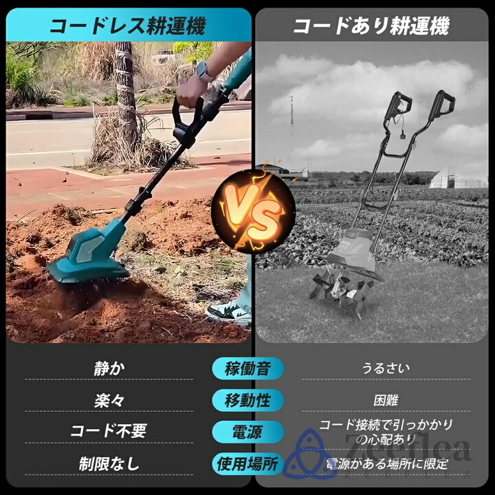 楽天市場】電動耕運機 充電式 ミニ耕運機 小型 家庭用 電動耕うん機 