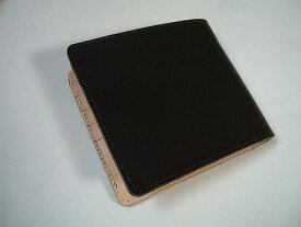 【日本製】ヌメ革二つ折り財布ブラック