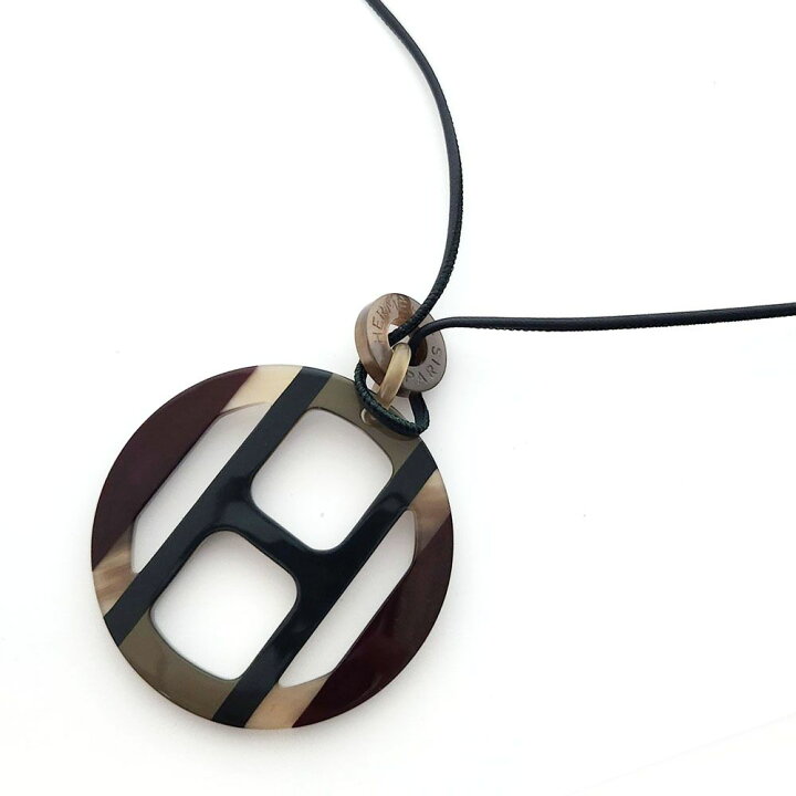 楽天市場】エルメス HERMES Hエキップ バッファローホーン ペンダント  