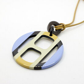 エルメス HERMES Hエキップ ペンダント ベージュクラン ブルーシャルドン バッファローホーン ネックレス レディース アクセサリー 女性 未使用