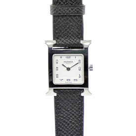 エルメス HERMES Hウォッチ ホワイト文字盤 ステンレス レザー クォーツ HH1.210 シルバー ブラック 腕時計 レディース 女性 時計 中古SAランク