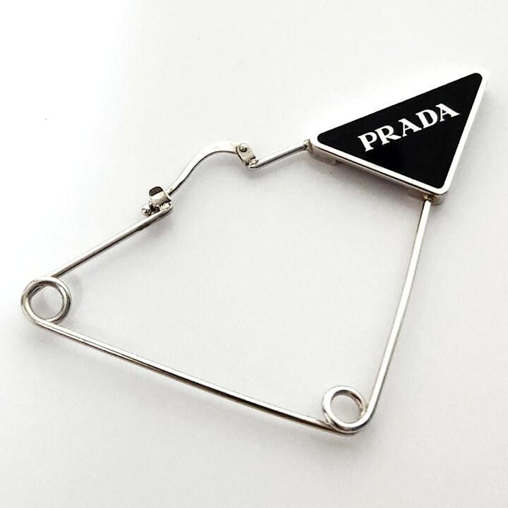 楽天市場】プラダ PRADA ピアス 片耳用 ー シルバー ブラック 925刻印 