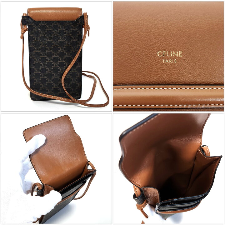 楽天市場】セリーヌ CELINE トリオンフ フォンポーチ ー ブラウン 