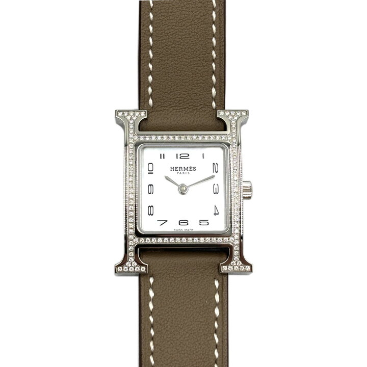 楽天市場】エルメス HERMES Hウォッチ ホワイトシェル文字盤 ダイヤ  