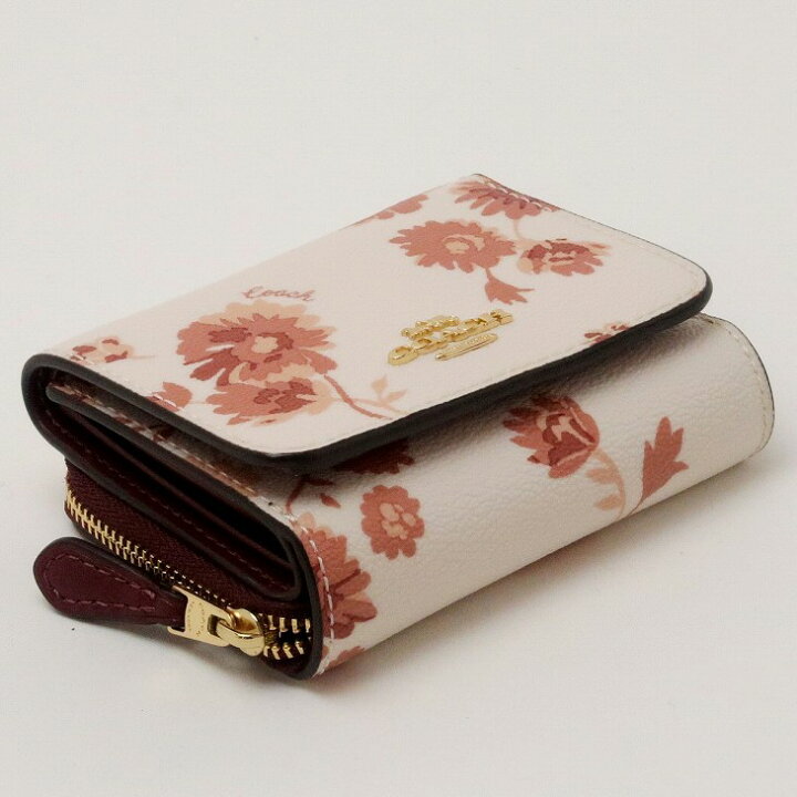コーチ coach レディース 三つ折り財布 フローラル フラワー 花柄 美品 