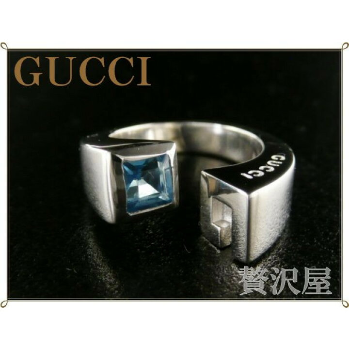 楽天市場】グッチ GUCCI 指輪 シルバー925 ブルートパーズ付 ツイスト  