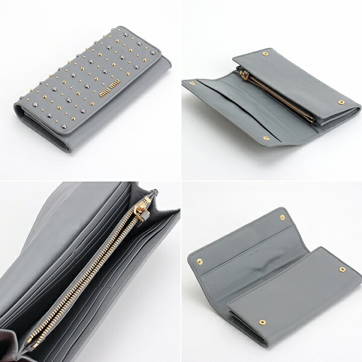 楽天市場】ミュウミュウ 財布 長財布 スタッズ 5M1109-F0424-NUBE : 贅沢屋