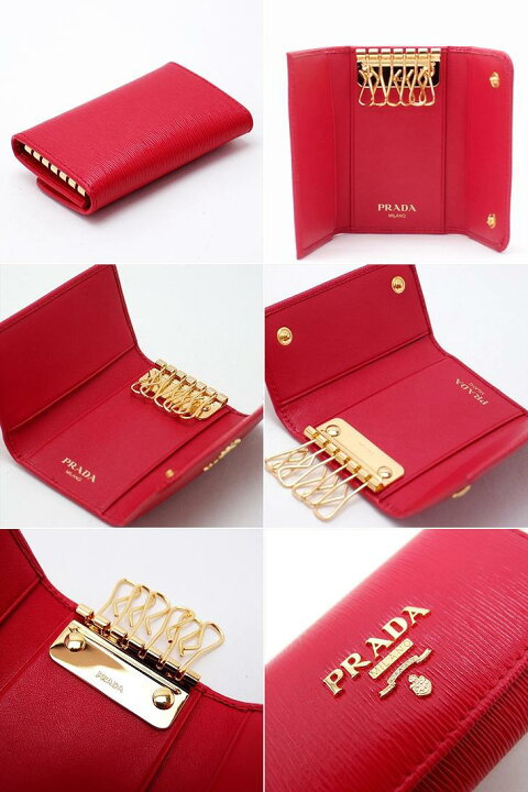 楽天市場 イタリア買付 プラダ Prada キーケース 6連 Vitello Move Lacca1 レッド系 レディース 1pg222 2ezz F0rga ブランド 人気 贅沢屋