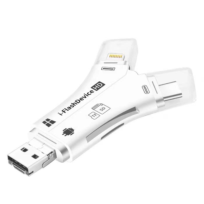   SDカードリーダー 4in1 iPhone iPad用 メモリカードリーダー IOS Type-c USB Micro USB マルチカードリーダー SD TF読取 カメラリーダー OTG機能 高速データ転送 USBカードリーダー 多機能