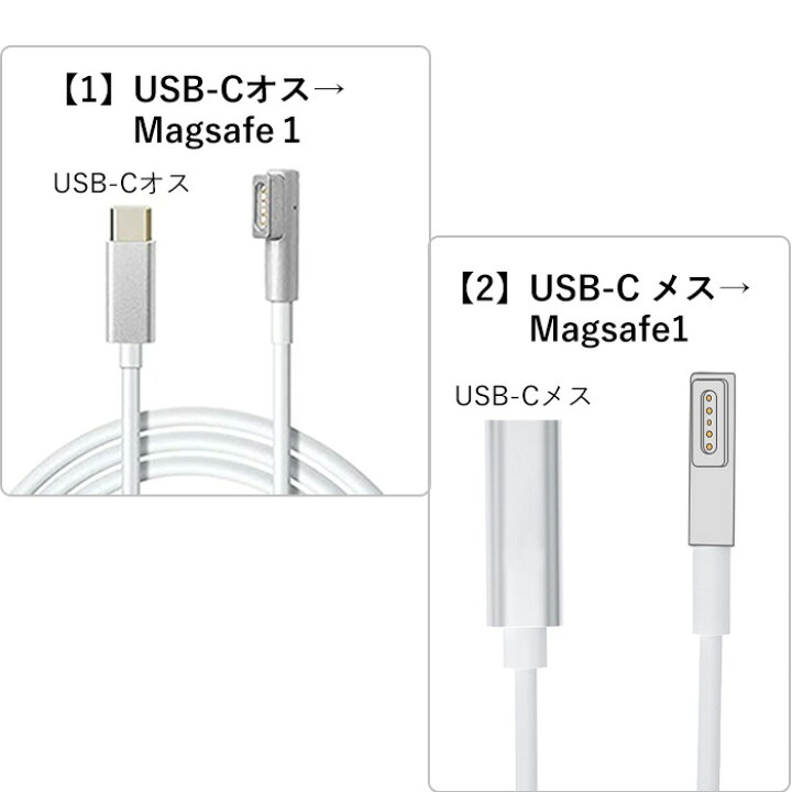 楽天市場】MacBook Air Pro兼用 USB C オス→ Magsafe1 PD L型磁気充電 