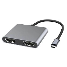 USB TYPE-C to HDMI+HDMI 変換アダプターUSB C HDMI 変換アダプタ 4K@60Hz USB Type C Hub デュアル HDMI ハブ デュアルモニター 出力4K @60hz MacBook/MacBook Pro 2020/2019/2018 MacBook Air Chromebook Pixel Surface Book 2など対応 (HDMI+HDMI)