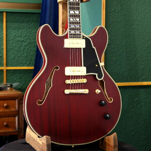 ストラッププレゼントキャンペーン D'Angelico ディアンジェリコ エレキギター セミアコ Deluxe DC P-90 Satin Trans Wine ワインレッド ホロウボディ ハムバッカー