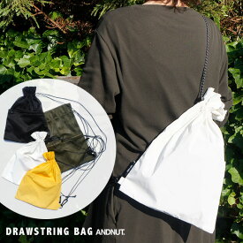 Drawstring Bag ドローストリングバッグ &NUT アンドナット W29cm×H40cm 巾着バッグ エコ バッグ 買い物袋 反射板 リフレクト メッシュ 袋 フェス アウトドア キャンプ サコッシュ 買い物 ショルダー