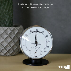 TFA Dostmann / Analoges Thermo-Hygrometer mit Metallring 45.2032 TFAhXg} AiO T[nCO[^[ ^O xv RtH[g[^[ vʊ xv xv a10cm hCc Ǌ| t