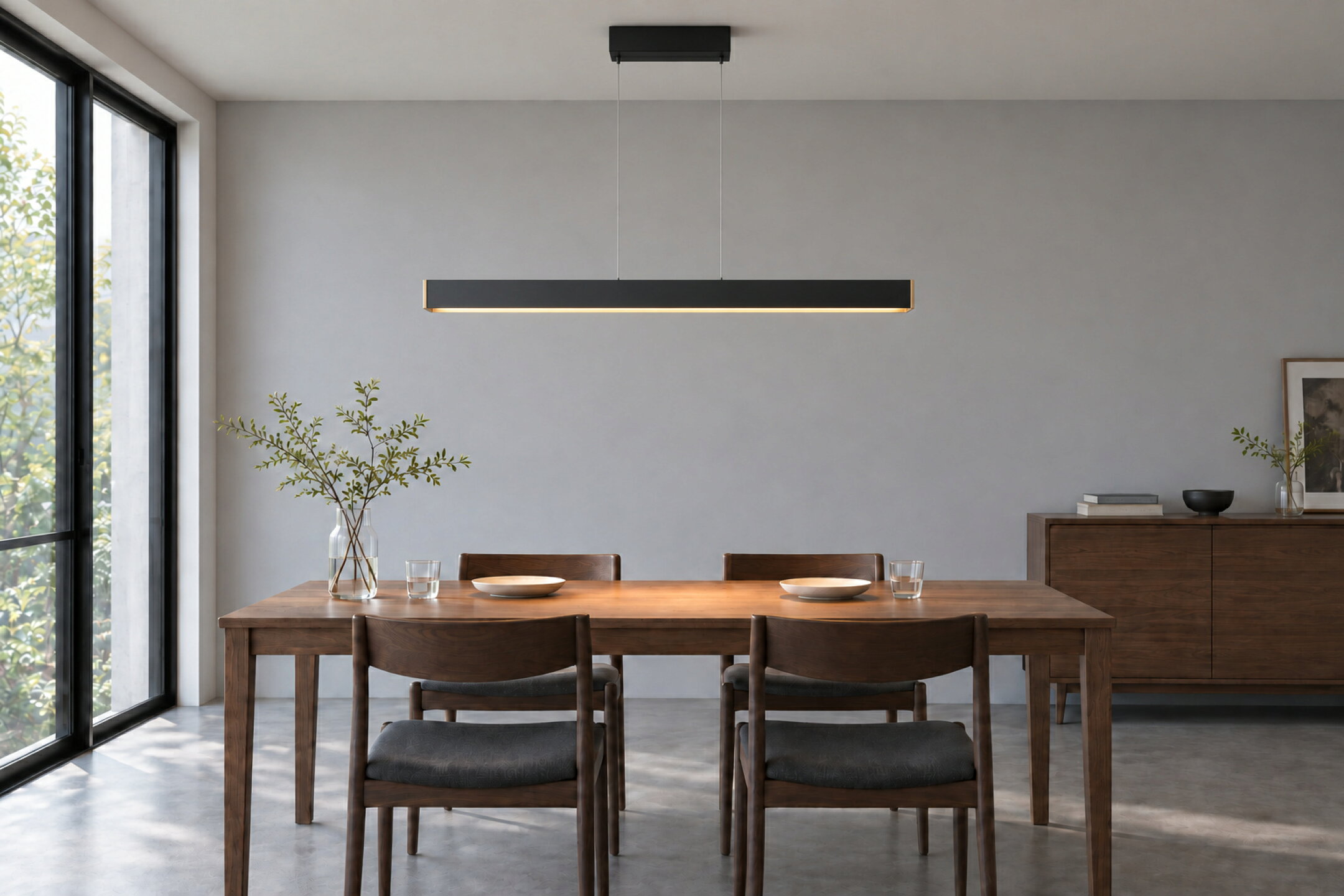Bridge LED-pendant／120／ブラック＋シャンパンゴールドの正面コーディネートイメージ