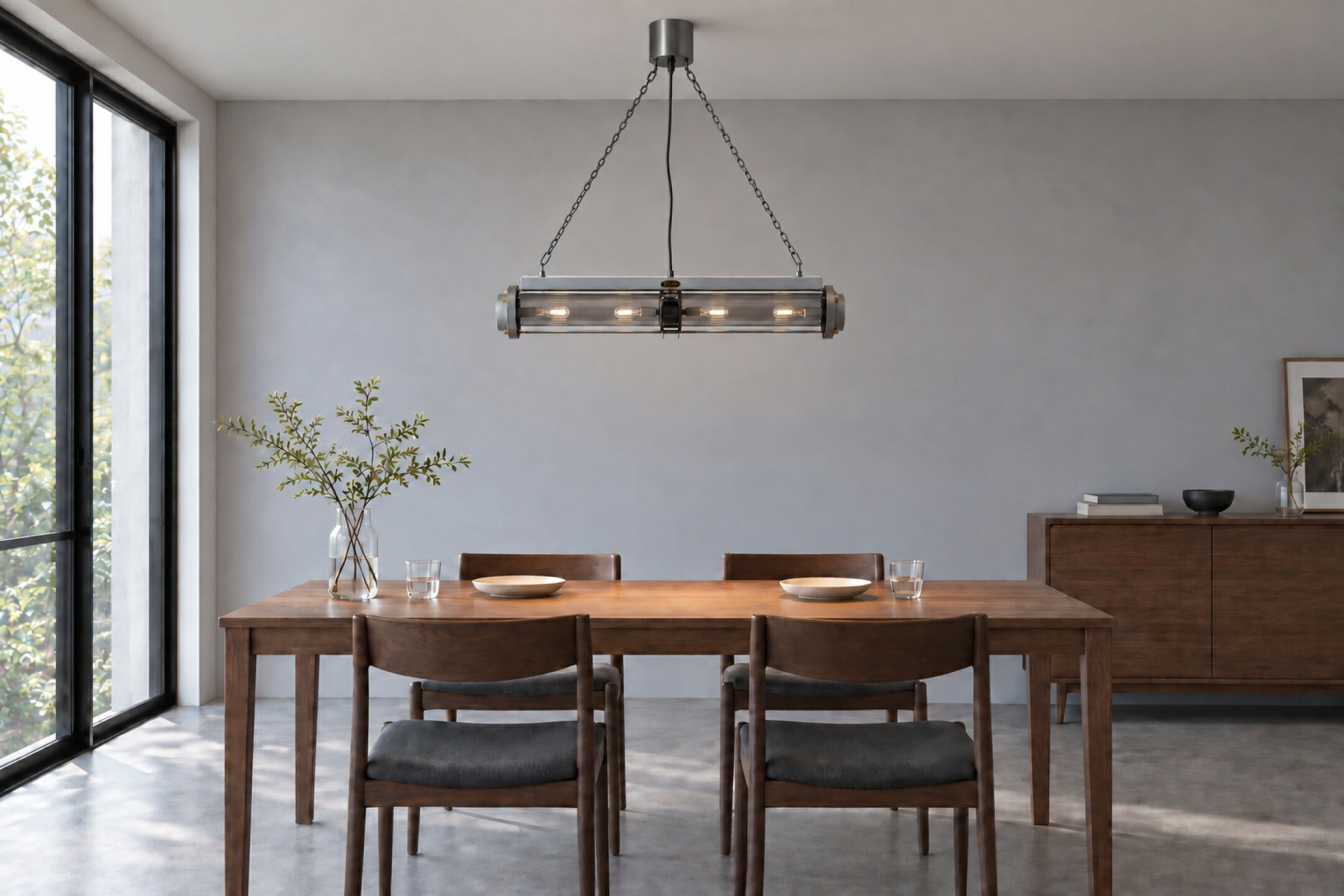 CYLINDER LAMP／SILVER／スモークグレーガラスの正面コーディネートイメージ