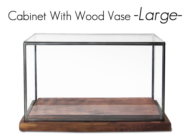 Cabinet With Wood Vase Lsize キャビネット ウィズ 手数料無料 送料無料 ウッド ベース ショーケース GLASS ガラスケース ガラスドーム detail Lサイズ あす楽対応_東海 DOME