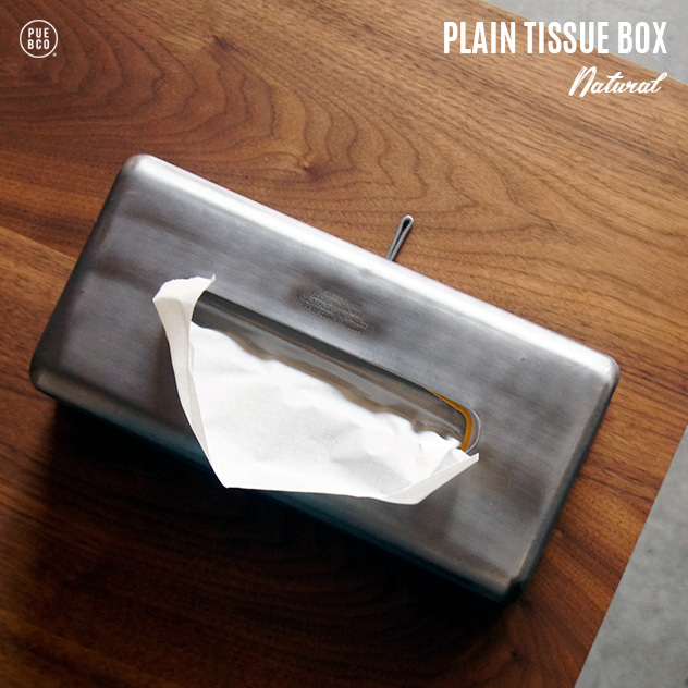 PUEBCO プエブコPLAIN TISSUE BOX Natural プレーン ティッシュ ティッシュケース シルバー 2021新発 スチール ボックス 壁掛け カバー 肌触りがいい