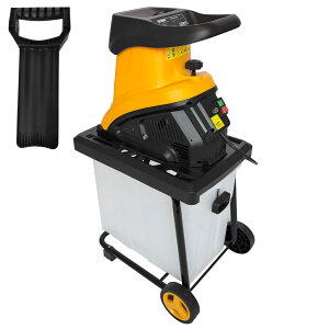 電動ガーデンシュレッダー 粉砕機 ウッドチッパー 家庭用 枝シュレッダー 小型 軽量 園芸用 電動粉砕機 回転式カッターディスク 庭掃除 ガーデンシュレッター 軽い 簡単 枝粉砕機 車輪 押込