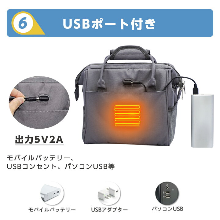 楽天市場】お弁当袋 電熱 保温ランチバッグ USBヒーター内蔵 電熱 