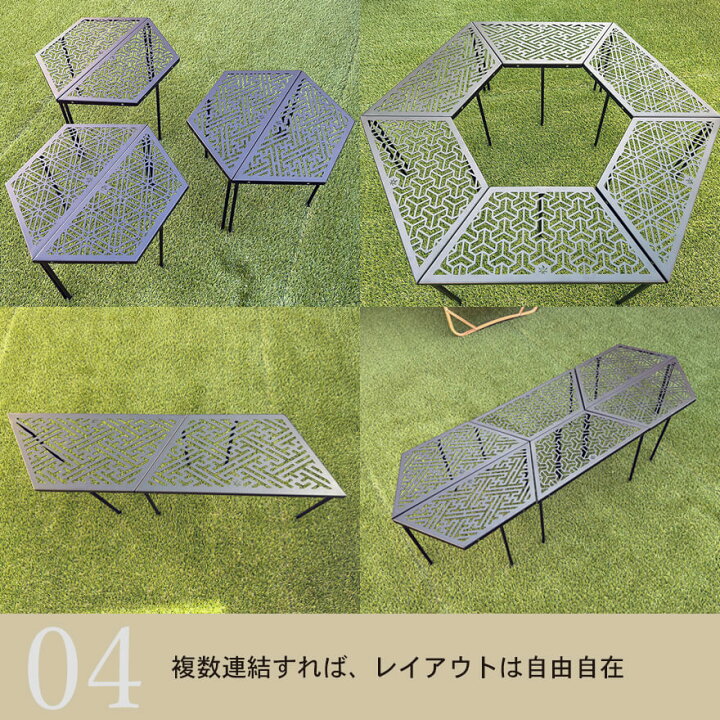 楽天市場】【2枚セット】和柄アイアンテーブル（SG）紗綾形柄 