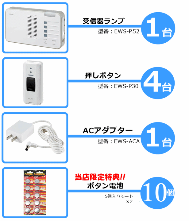 楽天市場】【送料込み】ELPA届いてすぐに使える4か所呼び出しチャイム