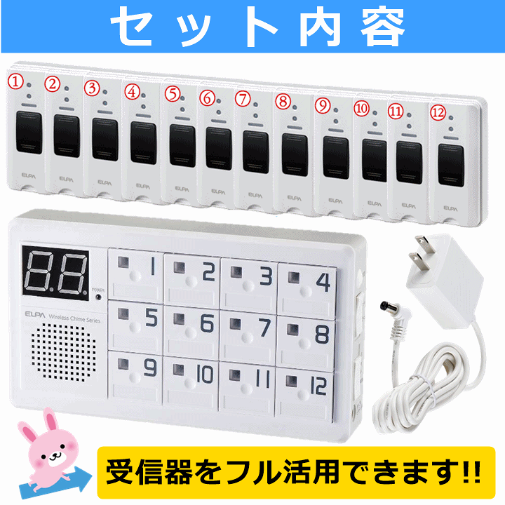 楽天市場】【送料込み】ELPA 12か所呼び出しチャイムセット(EWS-P70)1