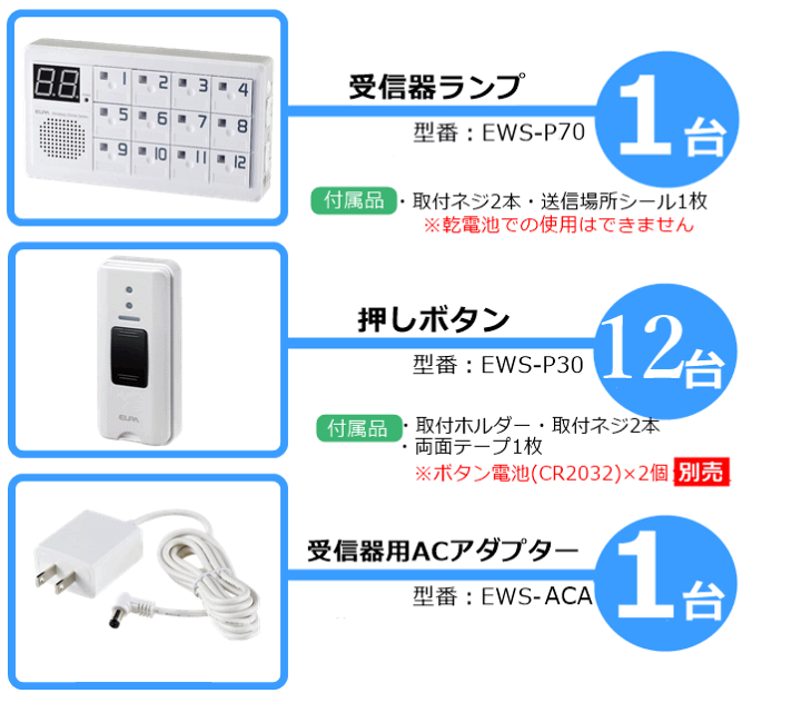 楽天市場】【送料込み】ELPA 12か所呼び出しチャイムセット(EWS-P70)1