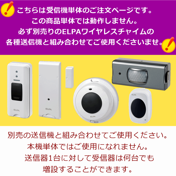 楽天市場】【送料込み】増設用 ELPA ワイヤレスチャイム12チャンネル