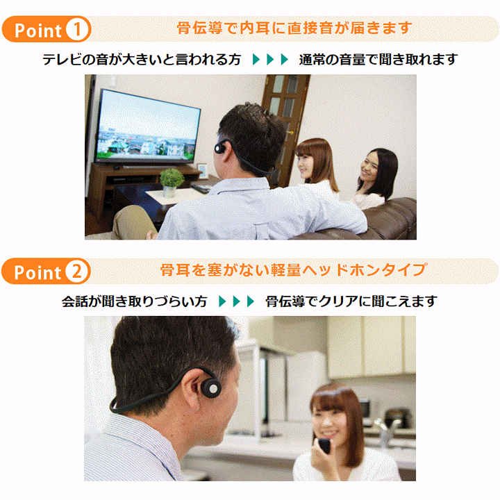 Amazon.co.jp: 集音器 付 骨伝導 ヘッドホン DenDen デンデン