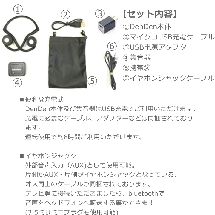 楽天市場】【平日15時まで即日出荷】集音器付 骨伝導ワイヤレス