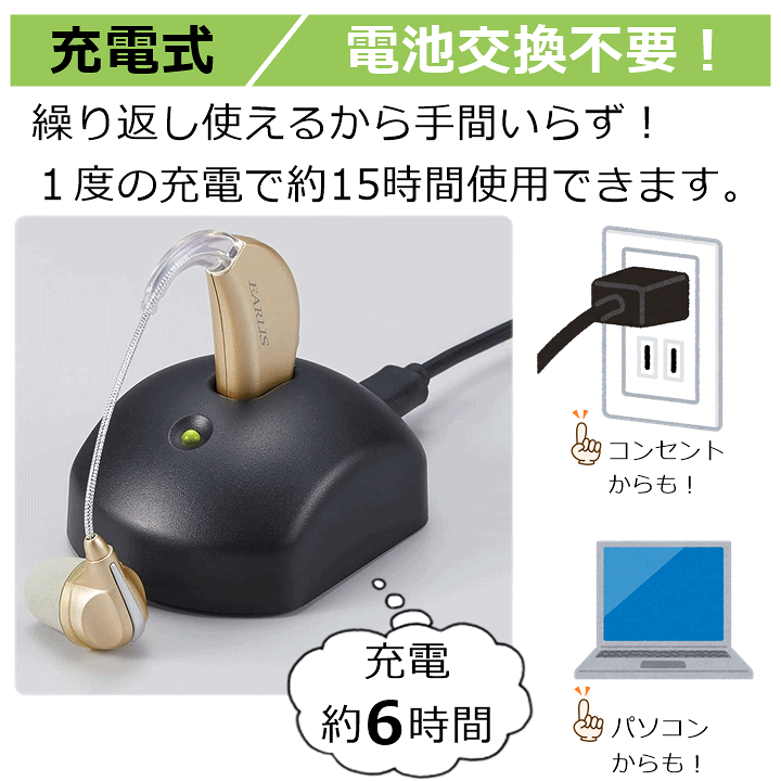 楽天市場】【集音器 耳かけ式 充電式 軽量 小型 両耳対応】集音器 イヤ