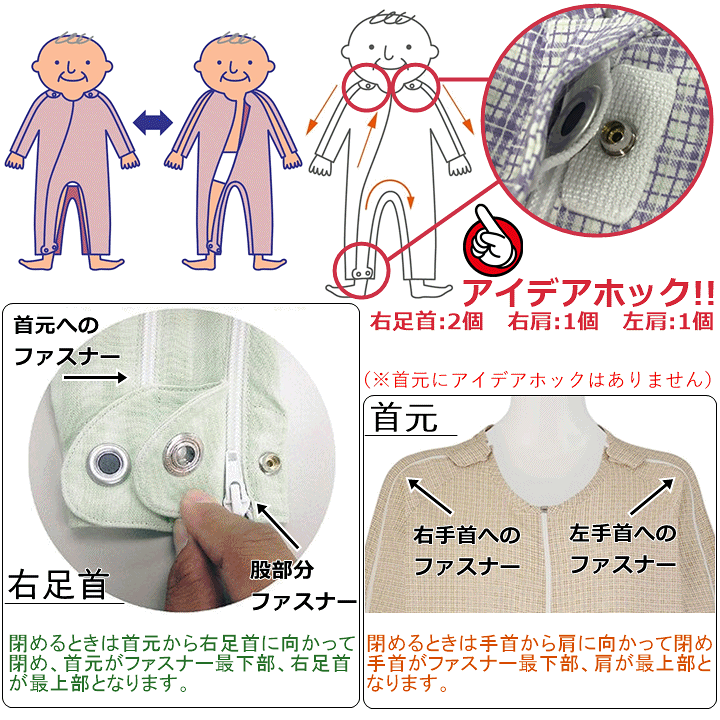 楽天市場】【平日15時まで即日出荷】介護用つなぎ型パジャマ