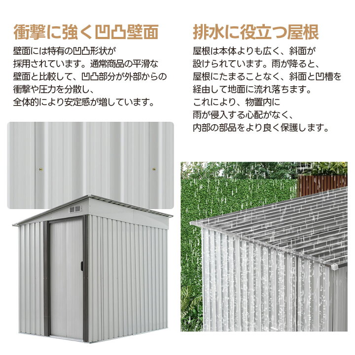 楽天市場】「2タイプ」物置 屋外 スチール 倉庫 戸外収納庫 幅  