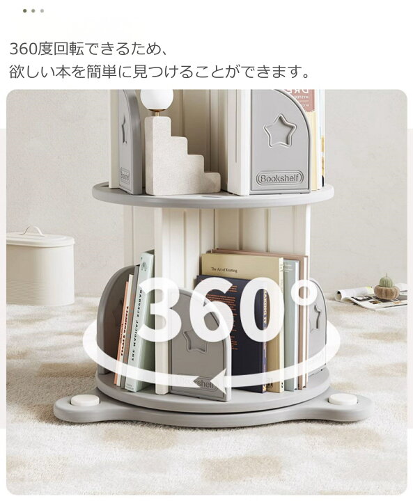 楽天市場】回転式本棚 飾り棚 絵本棚 360°回転本棚 コミック収納棚 