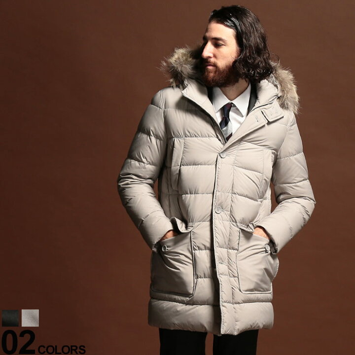 楽天市場 ヘルノ メンズ ダウン Herno ダウンジャケット ファー フード パーカー ボタンジップ ブルゾン ブランド ダウンコート ミドル丈 Hrpi0590u132 ゼンオンライン楽天市場店