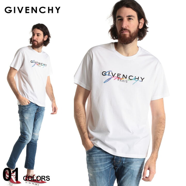 楽天市場 ラスト１点 白mサイズ ジバンシィ メンズ Tシャツ Givenchy 半袖 シグネチャー ロゴ プリント 刺繍 クルーネック ブランド トップス プリントt Gvbm70rl3002 ゼンオンライン楽天市場店
