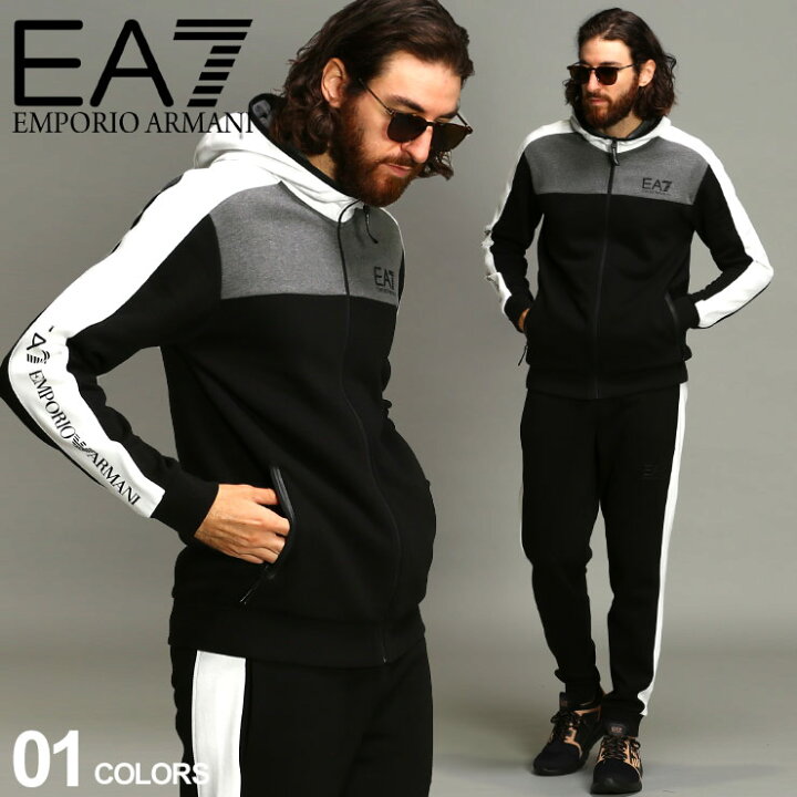 楽天市場 エンポリオ アルマーニ メンズ セットアップ Emporio Armani Ea7 スウェット 裏起毛 ジップパーカー パンツ ブランド セット スエット 上下セット Ea6hpvpj07z ゼンオンライン楽天市場店
