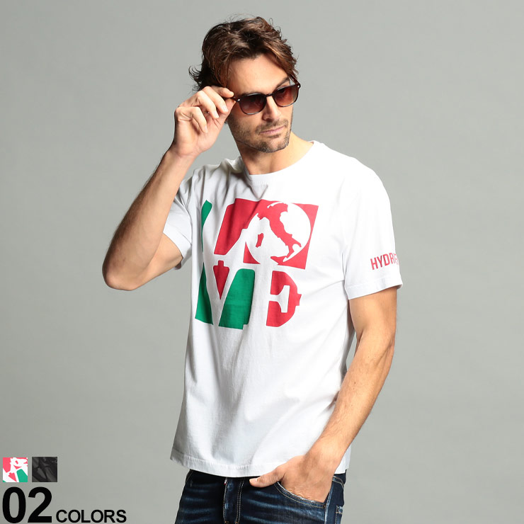 ハイドロゲン メンズ Tシャツ HYDROGEN LOVE イタリア ロゴ プリント クルーネック 半袖 ブランド メンズ トップス HYP00170  | ゼンオンライン楽天市場店