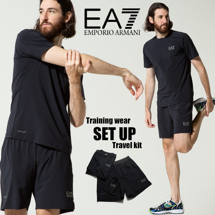 エンポリオアルマーニ メンズ セットアップ EMPORIO ARMANI EA7 Tシャツ ショートパンツ Ventus7 ブランド 上下セット ジム  トレーニング トラベル EA8NPV01PN2CZ | ゼンオンライン楽天市場店