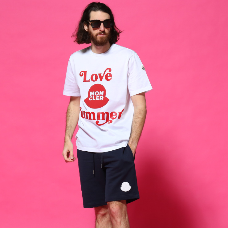 モンクレール メンズ Tシャツ MONCLER LOVE SUMMER ロゴ プリント クルーネック 半袖 ブランド トップス コットン  MC8C7D6108390Y | ゼンオンライン楽天市場店